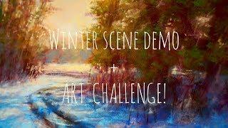 Winter scene demo + art challenge! | Soft pastel painting demo