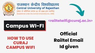 How to use CURAJ Campus Wifi? Registration Steps | How to get Voucher Pin? How to Generate Password?