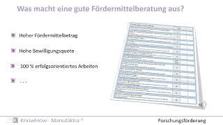 Vergleich von Fördermittelberatungen mit Checkliste