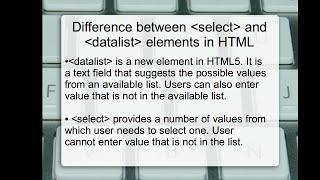 HTML Datalist and Select: Difference between Datalist and Select Elements in HTML