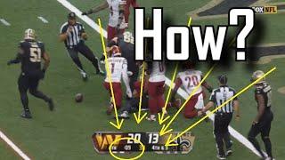 A clock malfunction nearly changed the outcome of this game | New Orleans Saints Vs Commanders