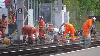 Stafford Railway Station ENGINEERING WORK VIDEO 2 RAIL WELDING on 18th May 2025
