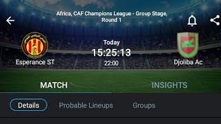 LIVE: Esperance ST VS Djoliba Ac Africa,Caf champions League Group stage Round 1