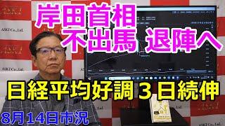 2024年8月14日【岸田首相不出馬退陣へ　日経平均好調３日続伸】（市況放送【毎日配信】）