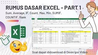 Rumus Dasar Excel Part 1 - Sum Average IF Count Max Min SUMIF COUNTIF Rank - Soal bisa Download