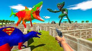 FPS AVATAR SAVE ZOMBIE HUGGY WUGGY FROM ZOMBIE KING SHARK MAZE - Animal Revolt Battle Simulator