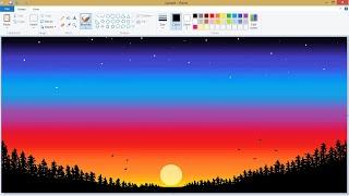 Digital Art for Beginners on MS PAINT | Easy Sunset Painting.