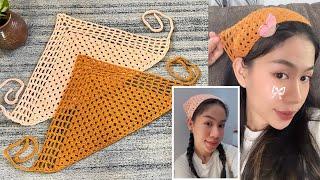 Easy Crochet Bandana Combine Granny Net Stitch Tutorial | Crochet Bandana DIY | Molina DIY