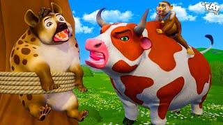 Bull & Monkey Takes on Cunning Hyena: Epic Funny Chubby Animals Comedy Cartoons!