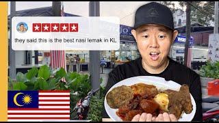 FIRST TIME Trying Nasi Lemak  Best NASI LEMAK in Kuala Lumpur, Malaysia??