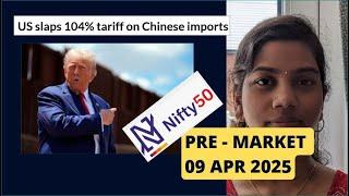 104% China Tariff & High ViX,  Pre Market Report & Analysis, Nifty & Bank Nifty, 09 Apr 2025, Range