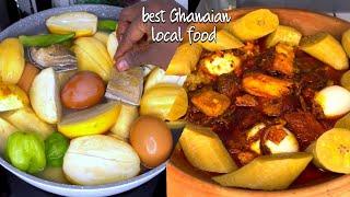 How to make Ampesie/ Ghanaian authentic plantain with Abom/plantain with garden eggs stew