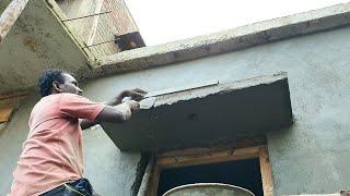 Plastering Technology_Lintel level Sunshade plastering with cement mixing|loft plastering