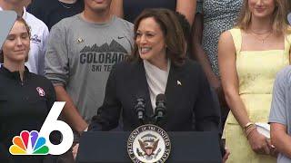 Vice President Kamala Harris speaks for first time since Biden dropped out of presidential race