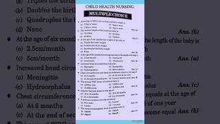 GNM 2nd Year Child Health Nursing Important MCQ ️