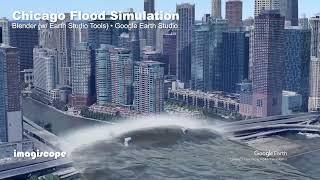 Chicago Flood Simulation (Blender/Google Earth Studio)
