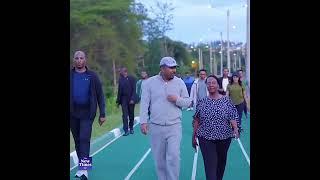 Ethiopian PM Abiy Ahmed and wife exercise on popular green running track in Kigali