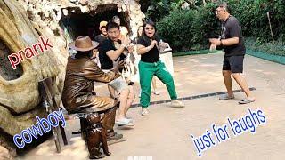 Best statue cowboy prank in 2024. This statue scared everyone #funny