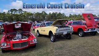 vlogging Emerald Coast Cruisin classic car show, 100s of old cars & trucks owner interviews & more