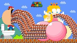 Super Mario Bros. but Mario and 999 Tiny Mario Across Peach Giant BUTT | Game Animation