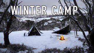 Wild Winter Camping Under a Tarp in the Freezing Snow