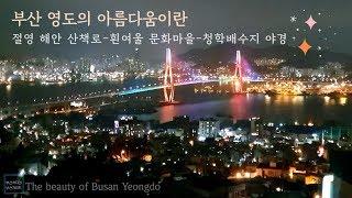 Driving in Busan/Korea/부산 영도 절영 해안 산책로- 흰여울 문화마을-청학배수지 야경