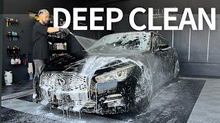 10 Years Old NISSAN SKYLINE DEEP CLEAN & POLISH | Q50 | CAR DETAILING | CAR WASH | ASMR |