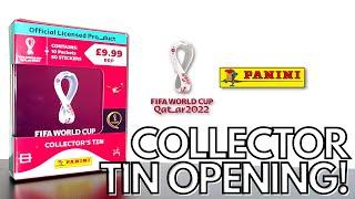 NEW STICKER COLLECTOR TIN OPENING! | PANINI FIFA WORLD CUP 2022 QATAR STICKERS! | 10 PACK OPENING!