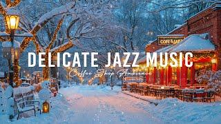 Delicate Piano Jazz Music for a Positive Mood  Outdoor Cafe Next to the Snow-Covered Road ️