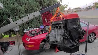 Charlie's Integra - B18C5 Type R engine swap, pulling out the stock B18B motor and transmission...