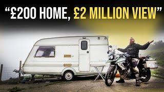 Biker Lives In 'Bare Bones' Caravan On A Cliff Top