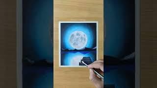 Oil pastel drawing / Moonlight night scenery drawing #shorts