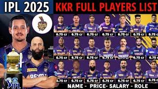 IPL 2025 - Kolkata Knight Riders Final Squad With Price | KKR Team 2025 Players List |KKR 2025 Squad