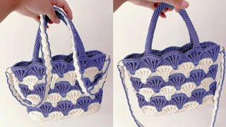  wonderful shell stitch crochet bag , deniz kabuğu model çanta