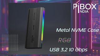 PiBOX India M2-373-NEL RGB NVMe SSD Enclosure: 10Gbps USB-C, Tool-Free, Multi-Key/Size, LED, RTL9210