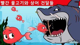 빨간 물고기와 상어 건달들 | 만화 | 어린이를 위한 동화 | 만화 애니메이션