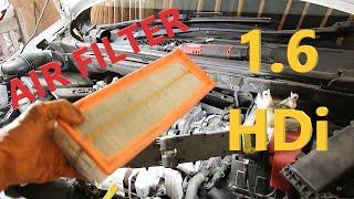 How To: AIR FILTER change, removal, replacement 1.6 HDi Peugeot Citroen