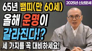 [2025 을사년 운세] 1965년 뱀띠(만 60세) 올해 운명이 갈라진다!? 세 가지를 꼭 대비하세요! [운곡스님의 점찰이야기]