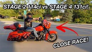 HARLEY DAVIDSON 114ci STAGE 2 VS 131ci STAGE 4! *DRAG RACE*