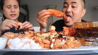 KING CRAB LEGS AND JUMBO SHRIMPS SEAFOOD BOIL MUKBANG