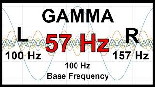 57 Hz Pure BINAURAL Beat  GAMMA Waves [100 Hz Base Frequency]