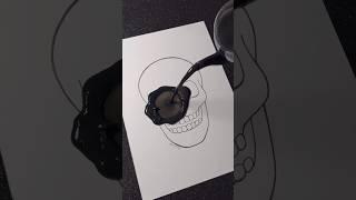 Skull with Neon Technique!  || Stained Art with Black!   #shortsart