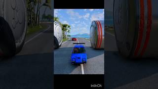 Big Car vs Bollards  BeamNG.Drive #shorts