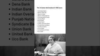 The 14 Banks Nationalized in 1969 #shorts #ytshortsindia #indiragandhi #modi #shivansir