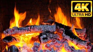 Cozy Relaxing Night With Burning Fireplace 4K  Crackling Fire Sounds (10 Hours) With Burning Logs