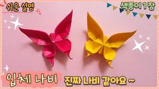 색종이 1장으로 입체 나비 종이접기/Origami butterfly