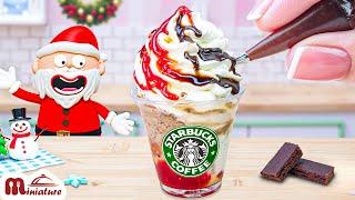 The Best Miniature Chocolate Covered Strawberry Starbucks For Christmas | ASMR Cooking Mini Food