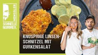 Schnelles Knusprige Linsenschnitzel mit Gurkensalat Rezept von Steffen Henssler