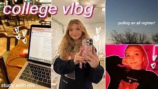 COLLEGE VLOG: pulling an all-nighter, productive study routine, coffee shops, & more!!