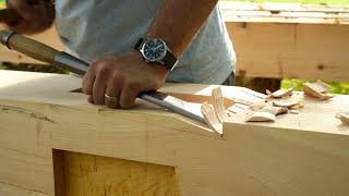 Cutting A Timber Frame Post // Ep. 10 Timber Frame House Build